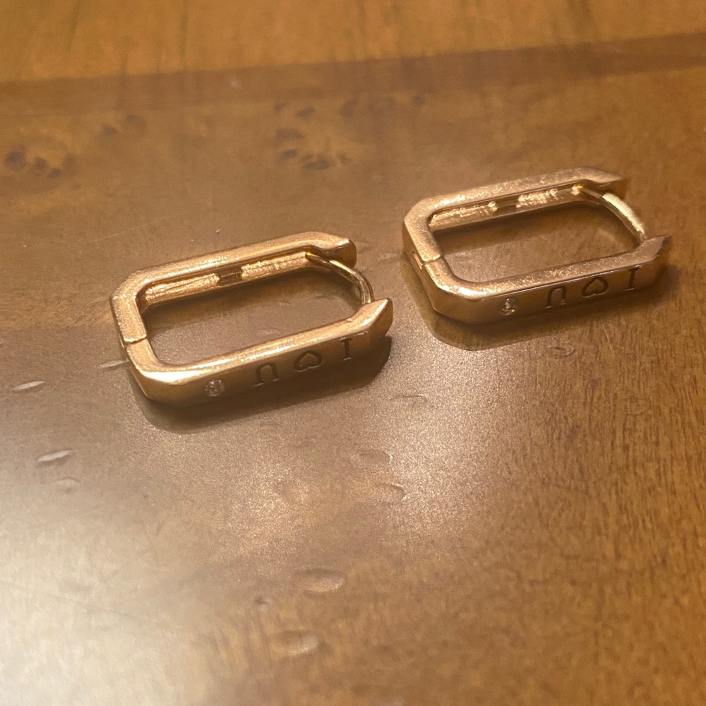 Gold Heart Engraved Earrings